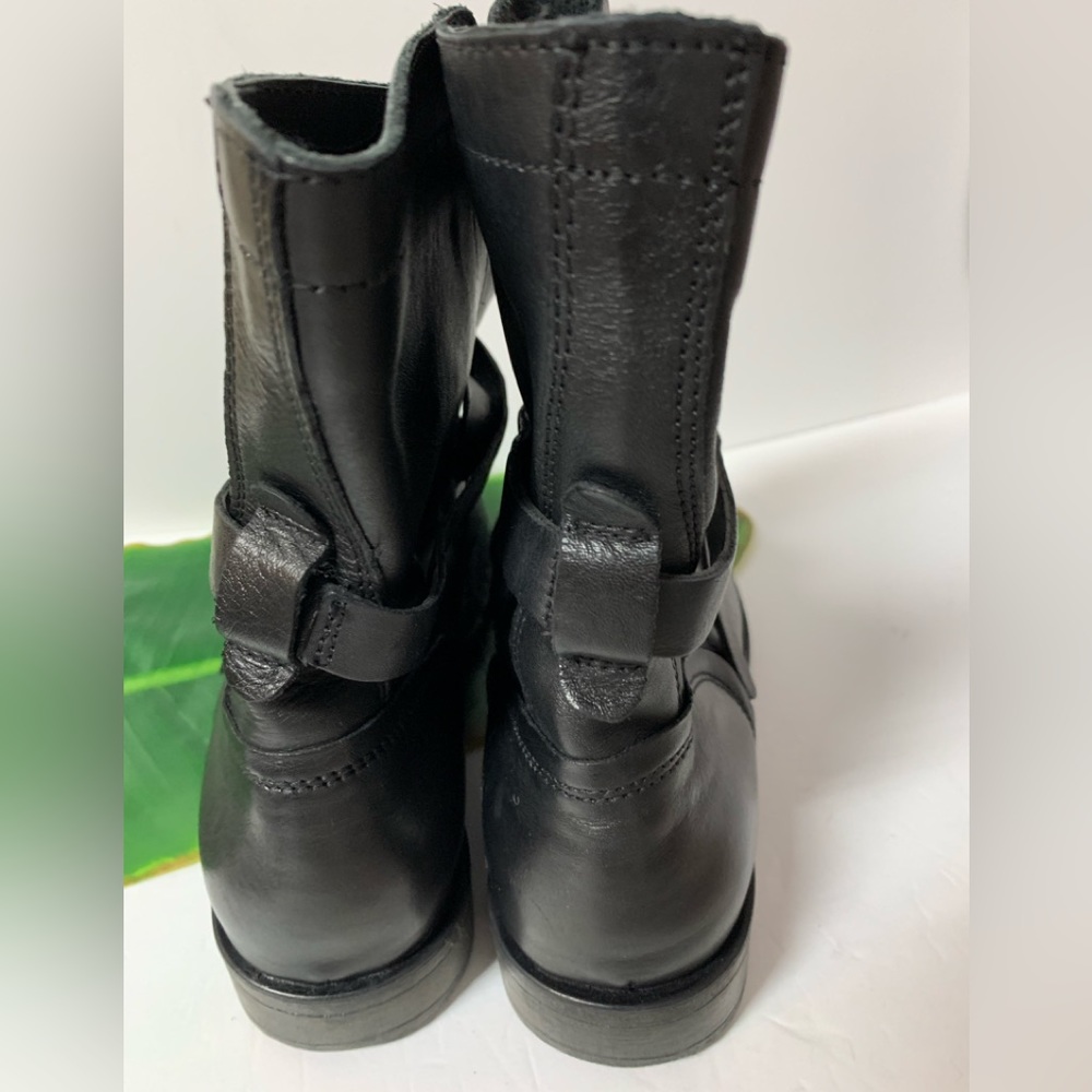 Diba True Black Moto Combat Leather Boots Size 6.5 - Picture 5 of 6